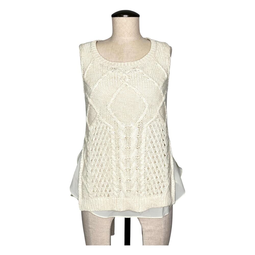 Anthropologie Moth Neve Layered Cable Knit Sweater Tank Cream XS